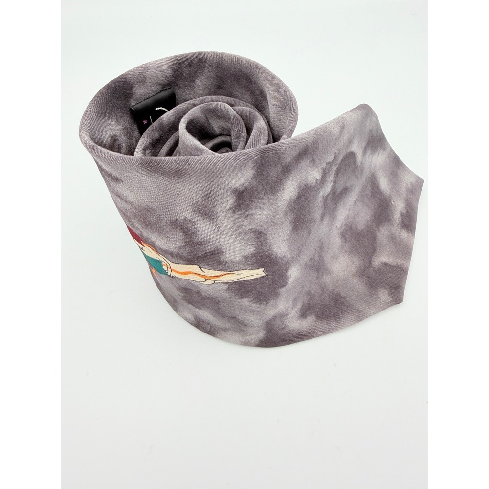 John Lennon Artwork Embrace Silk Tie Grey Watercolor Cloud Mens Necktie